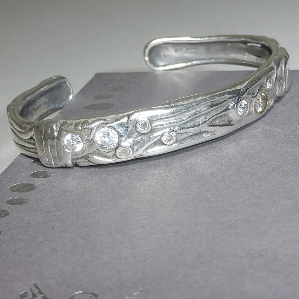 Silpada Sterling Silver Club Incentive CZ Cuff Bracelet .925 Rare Award